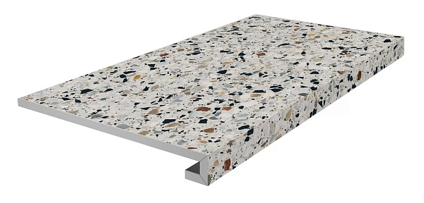 Ступень Керама Марацци фронтальная клееная Бричиола белый матовый обрезной 33x60x0,9