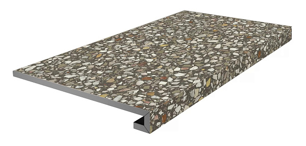 Ступень Керама Марацци фронтальная клееная Бричиола коричневый матовый обрезной 33x60x0,9