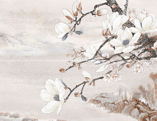 Панно InterCerama Dolorian Sakura серый (комплект из 2 плиток)