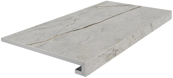 Ступень Керама Марацци фронтальная клееная Ифран серый светлый матовый обрезной 33x60x0,9