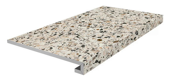 Ступень Керама Марацци фронтальная клееная Бричиола бежевый светлый матовый обрезной 33x60x0,9